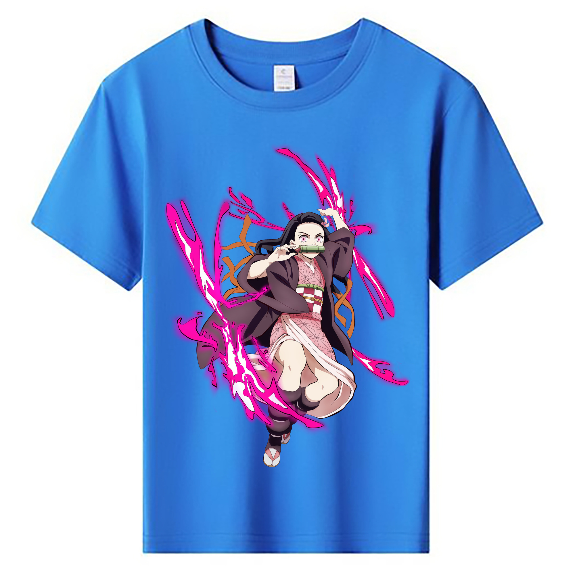 （画像用） 鬼滅の刃（きめつのやいば）竈門 禰󠄀豆子／かまど ねずこ Kamado Nezuko 綿100％キッズTシャツ（フロントプリント）